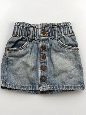 Girls Light Blue Denim Button-Front Skirt
